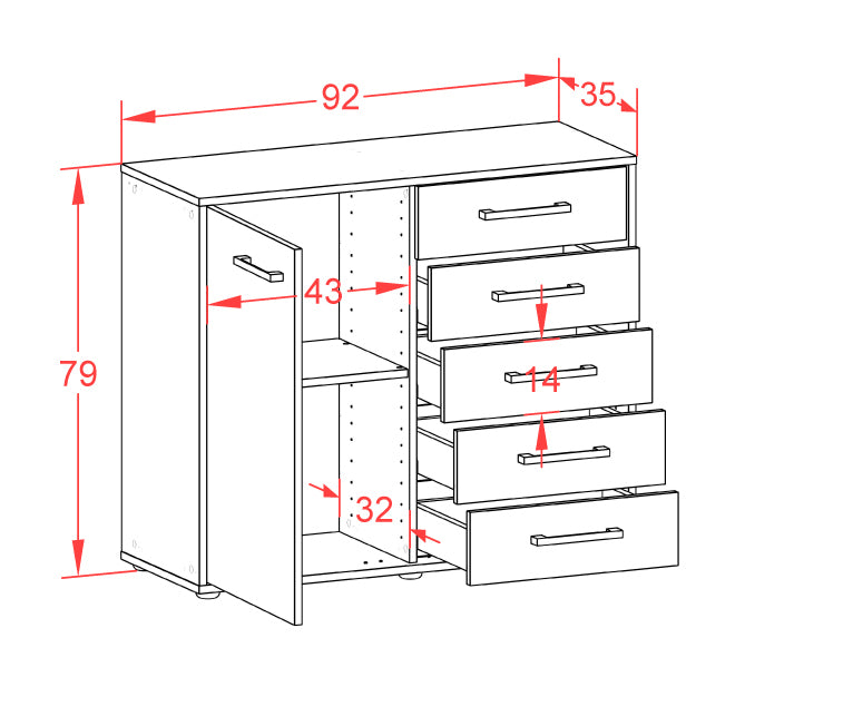 Sideboard Cecilia, Rost Maß ( 92x79x35cm) - Dekati GmbH