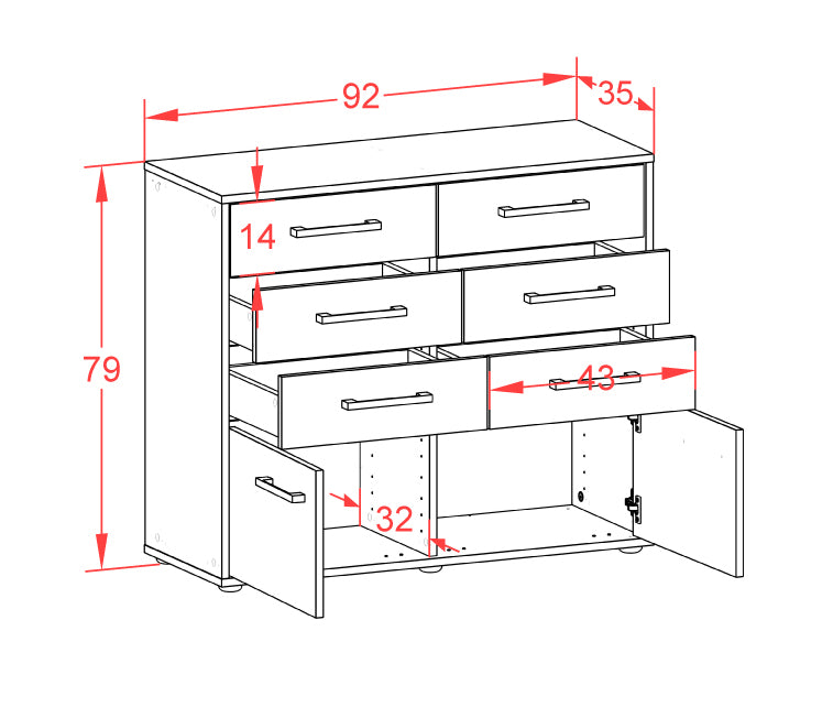 Sideboard Celeste, Rost Maß ( 92x79x35cm) - Dekati GmbH