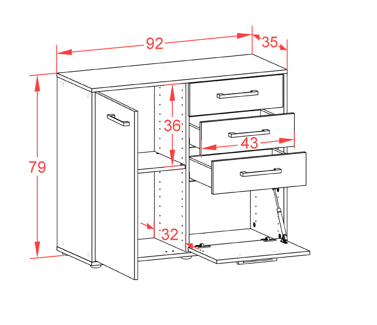 Sideboard Celestina, Rost Maß ( 92x79x35cm) - Dekati GmbH