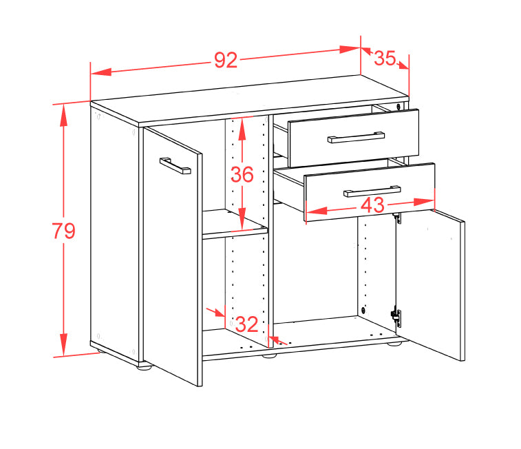 Sideboard Chantal, Rost Maß ( 92x79x35cm) - Dekati GmbH