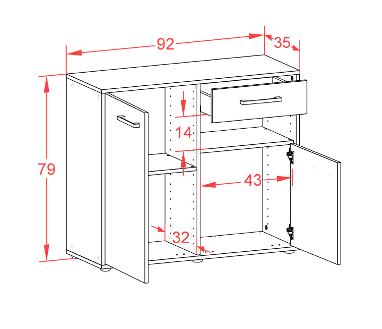 Sideboard Charlotta, Rost Maß ( 92x79x35cm) - Dekati GmbH