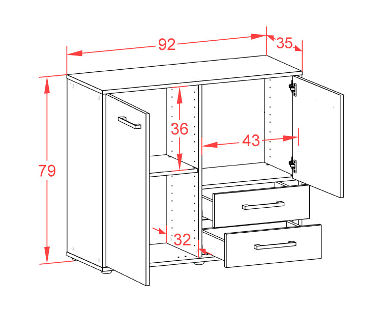 Sideboard -, Rost Maß ( 92x79x35cm) - Dekati GmbH