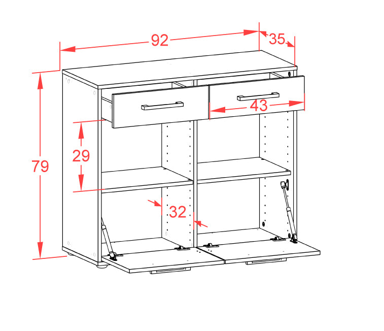 Sideboard Christina, Rost Maß ( 92x79x35cm) - Dekati GmbH