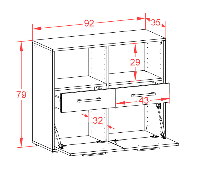 Sideboard Christine, Rost Maß ( 92x79x35cm) - Dekati GmbH