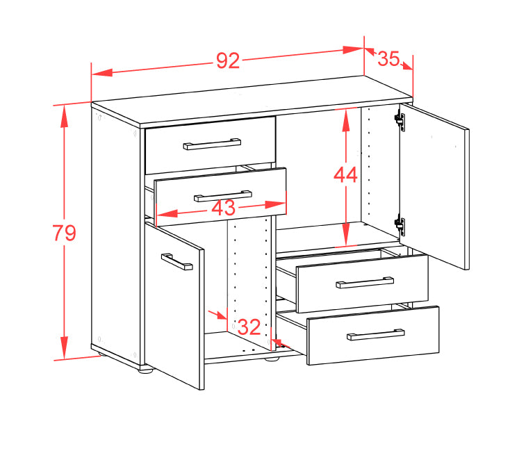 Sideboard Ciara, Rost Maß ( 92x79x35cm) - Dekati GmbH