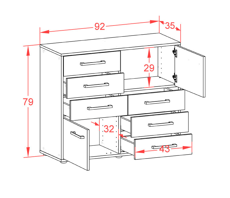 Sideboard Circe, Rost Maß ( 92x79x35cm) - Dekati GmbH