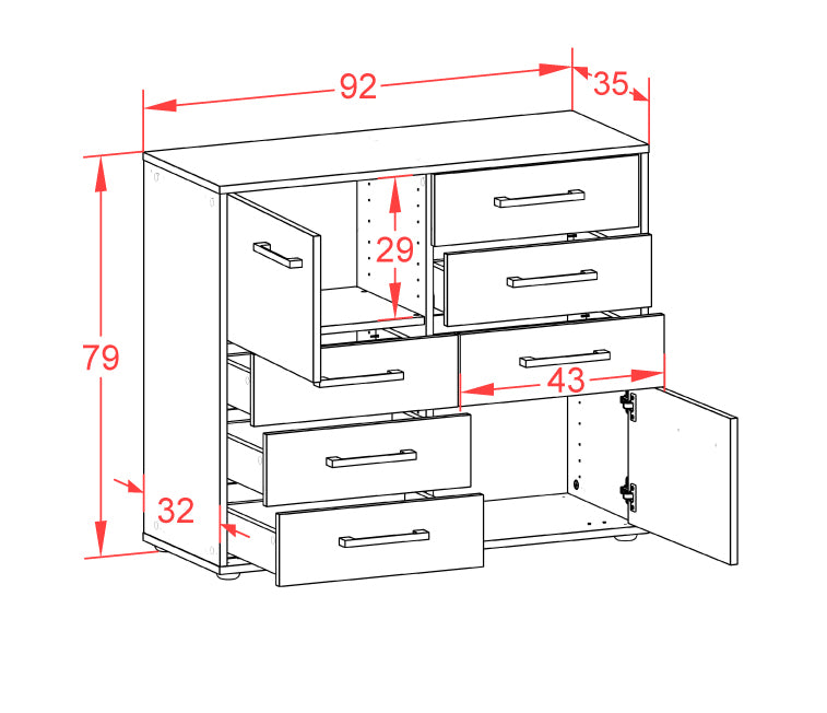 Sideboard Clarissa, Rost Maß ( 92x79x35cm) - Dekati GmbH