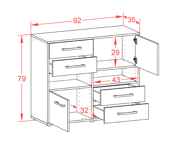 Sideboard Claudia, Rost Maß ( 92x79x35cm) - Dekati GmbH