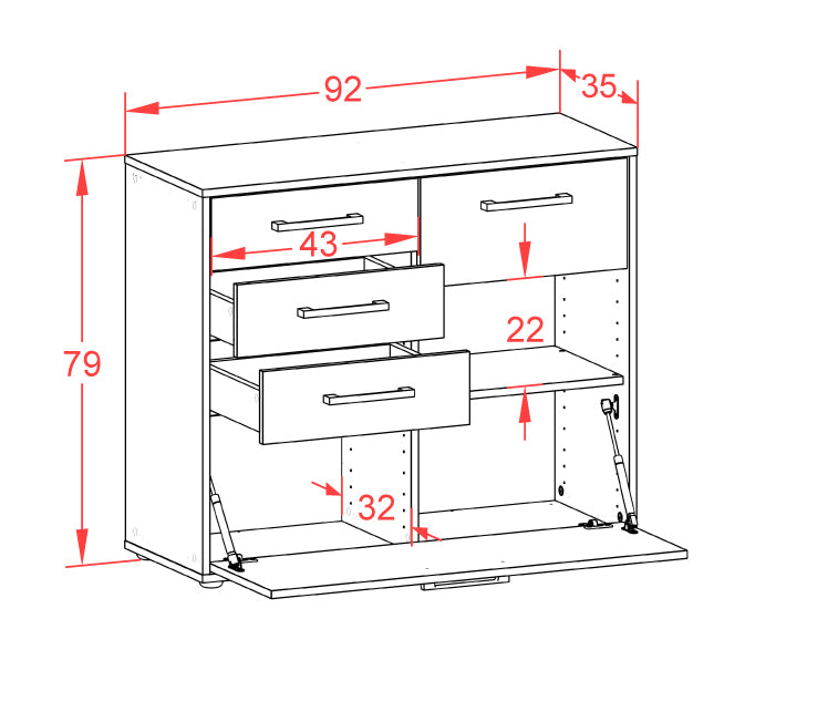 Sideboard Coco, Rost Maß ( 92x79x35cm) - Dekati GmbH