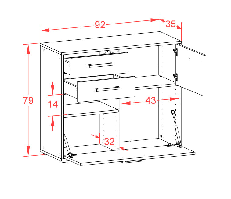 Sideboard Cornelia, Rost Maß ( 92x79x35cm) - Dekati GmbH