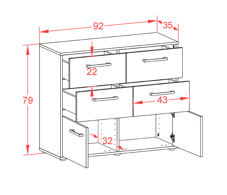 Sideboard Dalida, Rost Maß ( 92x79x35cm) - Dekati GmbH