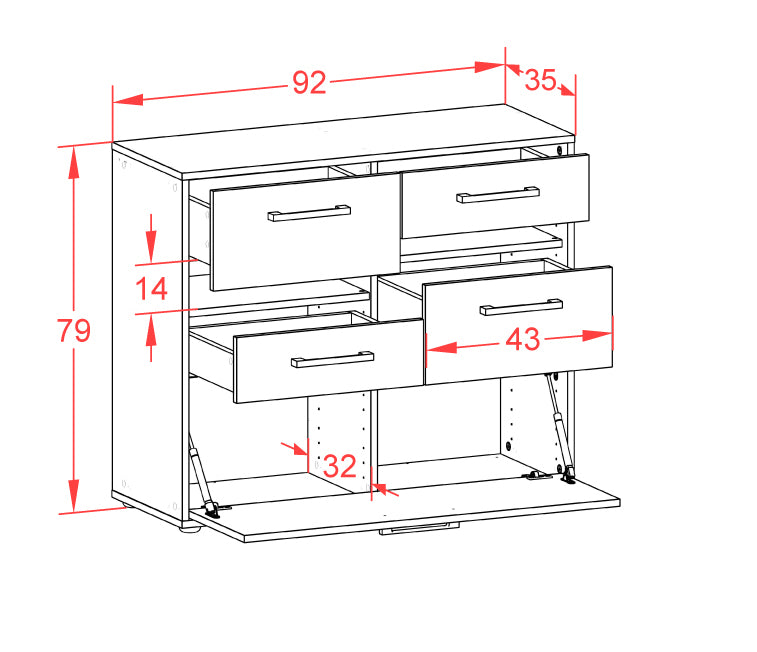 Sideboard Daria, Rost Maß ( 92x79x35cm) - Dekati GmbH