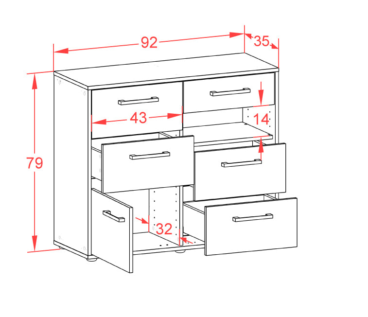 Sideboard Dariella, Rost Maß ( 92x79x35cm) - Dekati GmbH