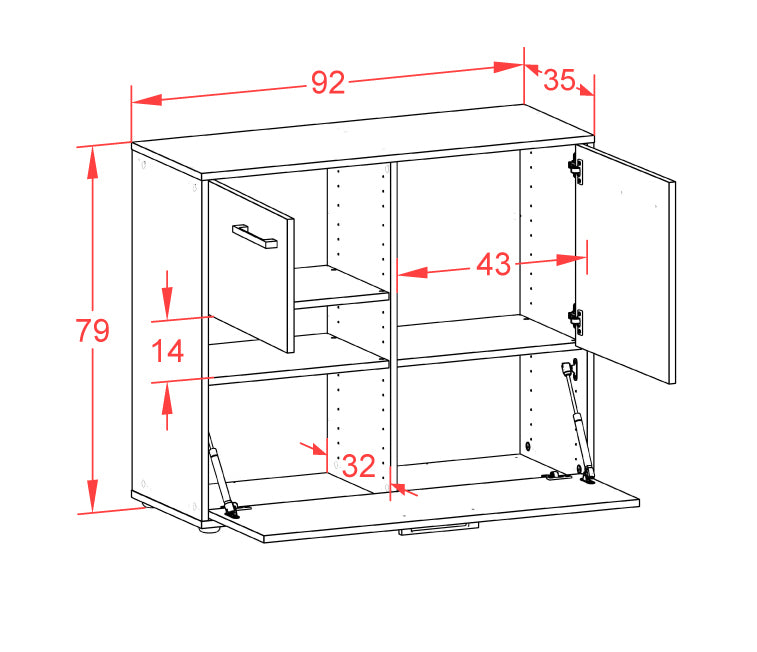 Sideboard Debora, Rost Maß ( 92x79x35cm) - Dekati GmbH