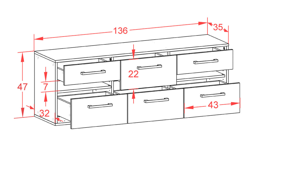 Lowboard Sacramento, Rost Maß ( 136x49x35cm) - Dekati GmbH