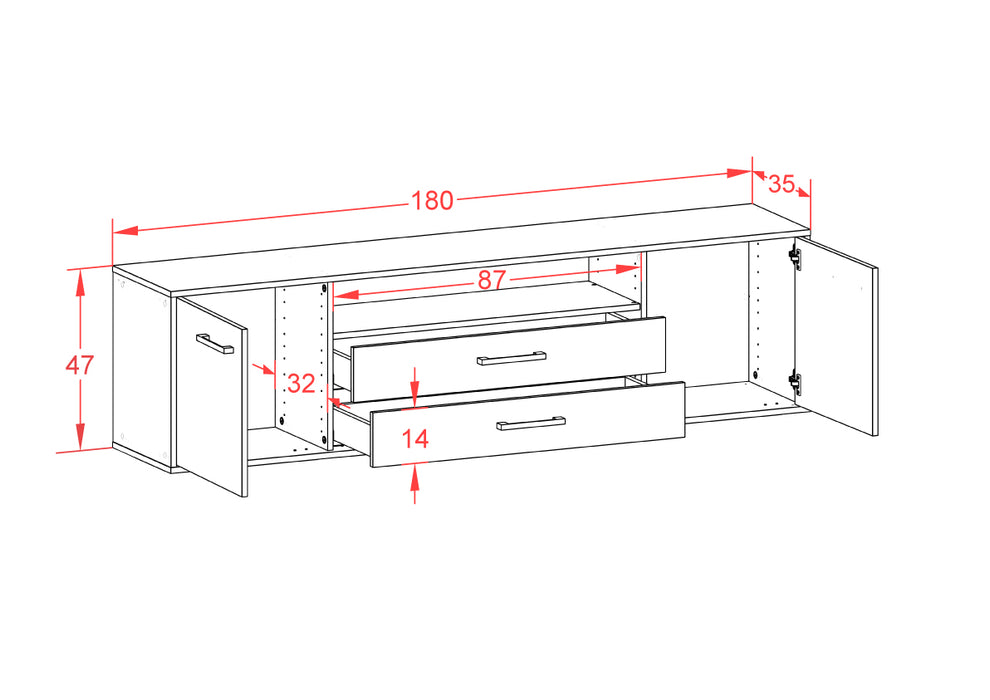 Lowboard Stockton, Rost Maß (180x49x35cm) - Dekati GmbH