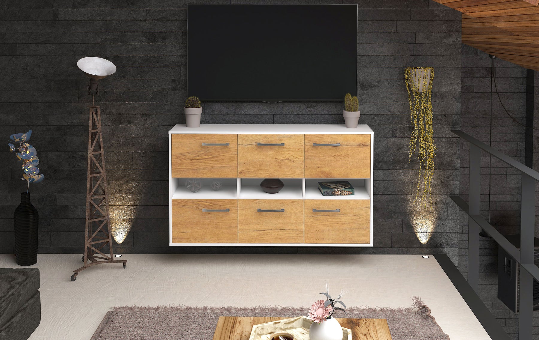 Sideboard Rockford, Eiche Studio (136x79x35cm) - Dekati GmbH