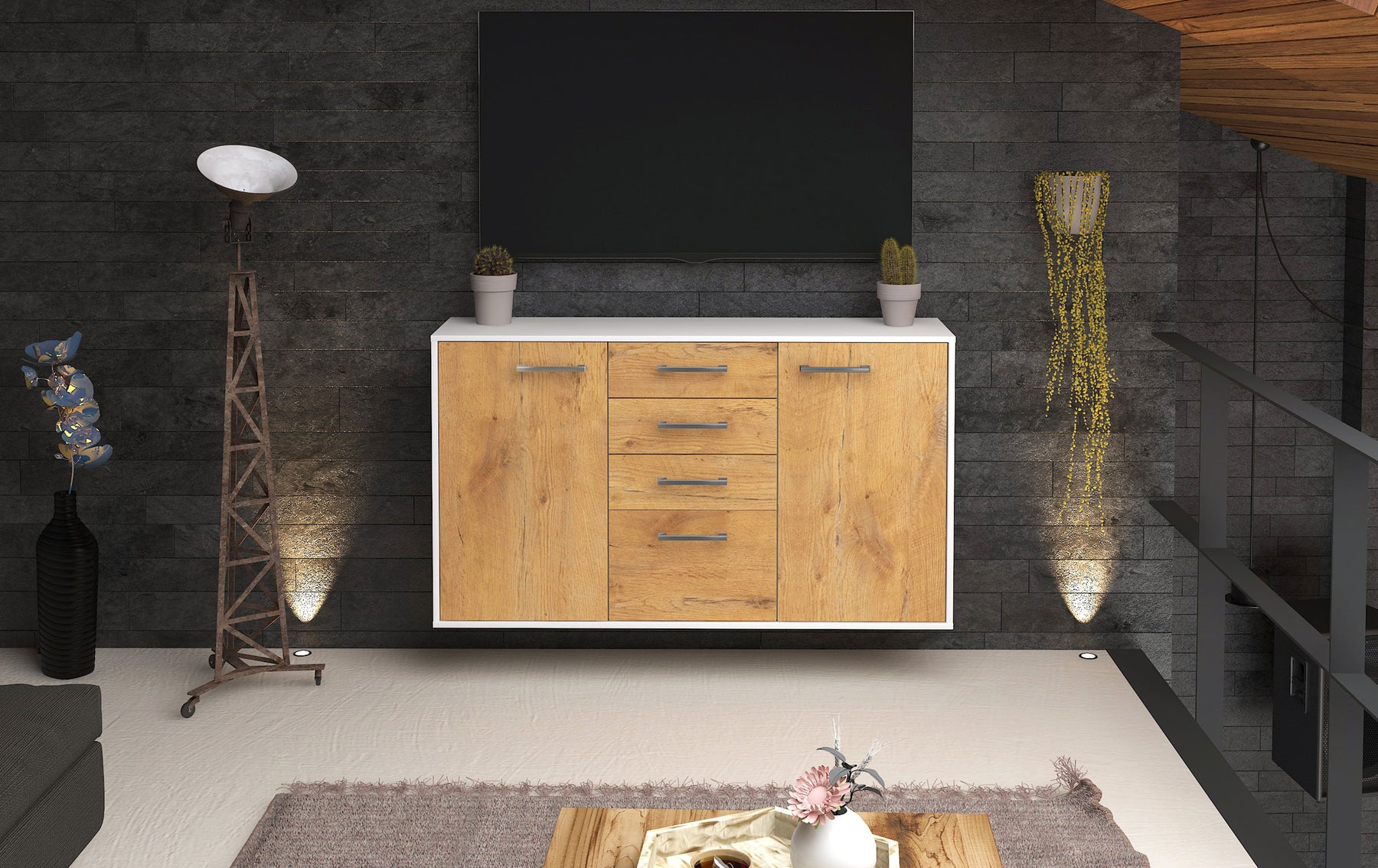 Sideboard Sioux Falls, Eiche Studio (136x79x35cm) - Dekati GmbH