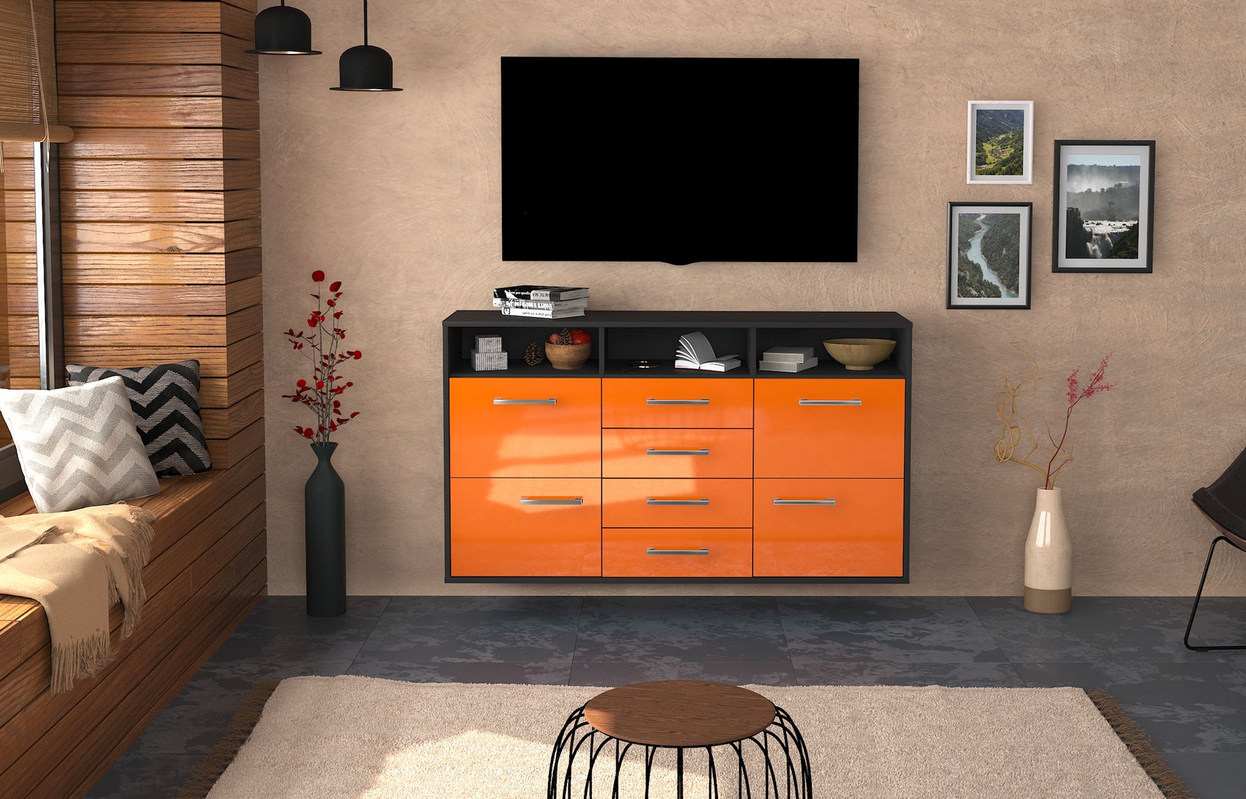 Sideboard Salem, Orange Studio (136x79x35cm) - Dekati GmbH