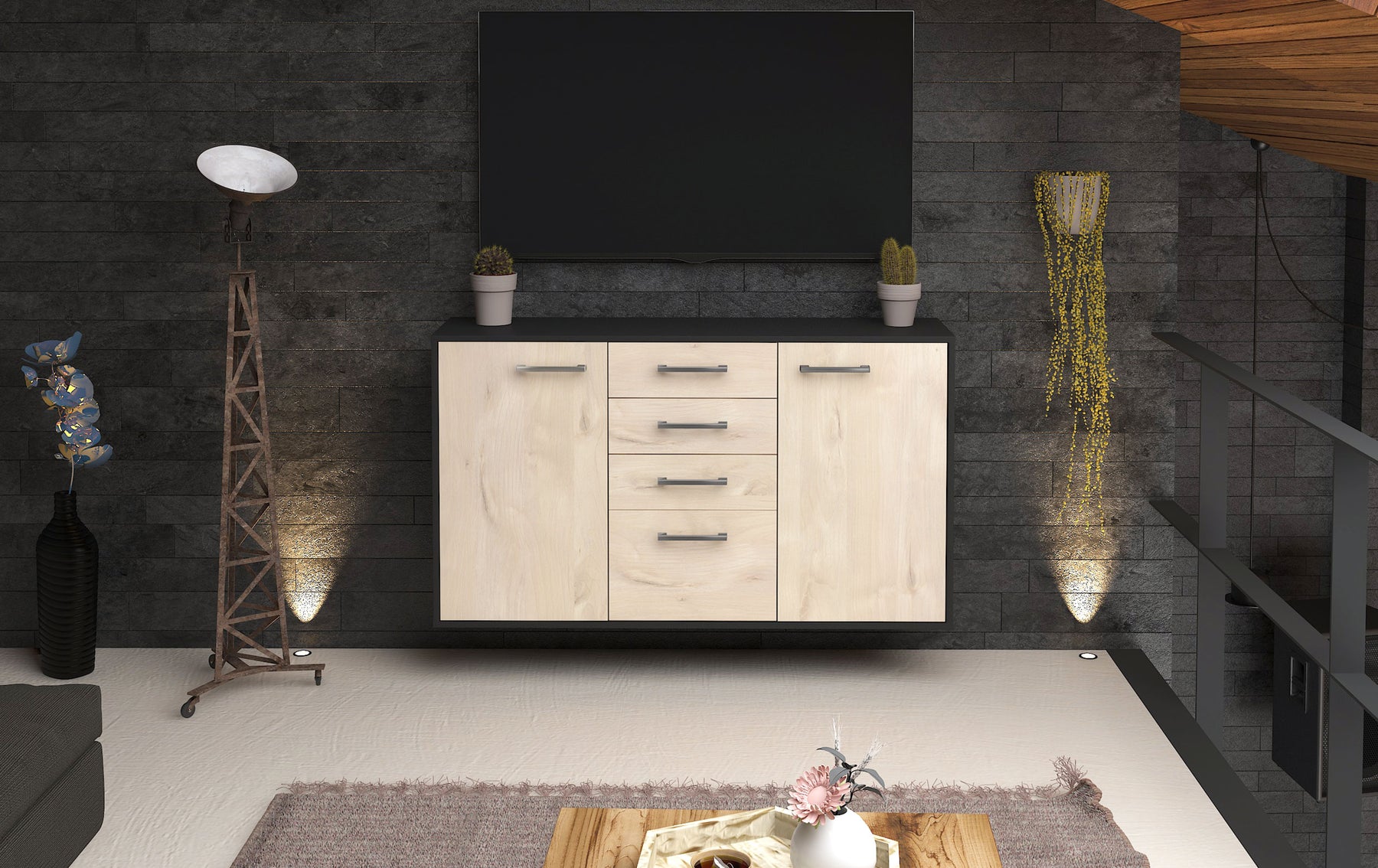 Sideboard Sioux Falls, Zeder Studio (136x79x35cm) - Dekati GmbH