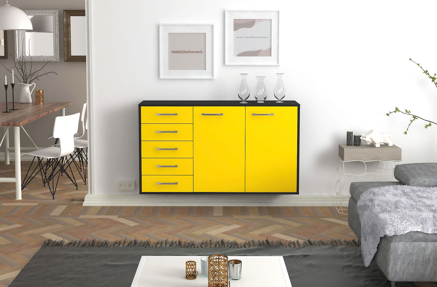 Sideboard Peoria, Gelb Studio (136x79x35cm) - Dekati GmbH