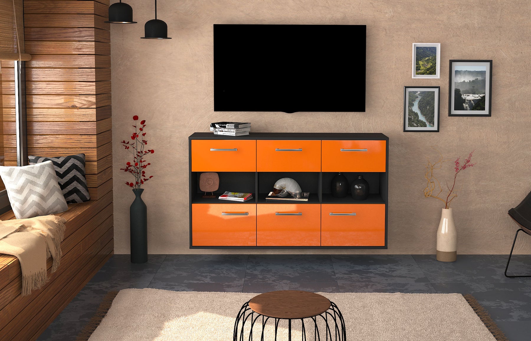 Sideboard Paterson, Orange Studio (136x79x35cm) - Dekati GmbH