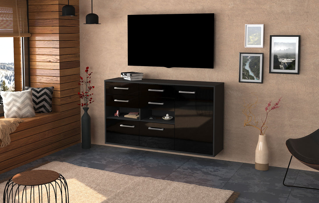 Sideboard Santa Rosa, Schwarz Front (136x79x35cm) - Dekati GmbH