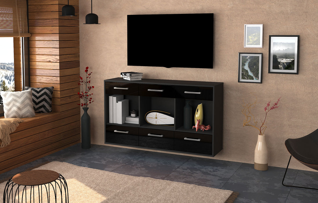 Sideboard Torrance, Schwarz Front (136x79x35cm) - Dekati GmbH