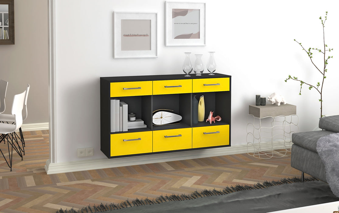 Sideboard Torrance, Gelb Front (136x79x35cm) - Dekati GmbH