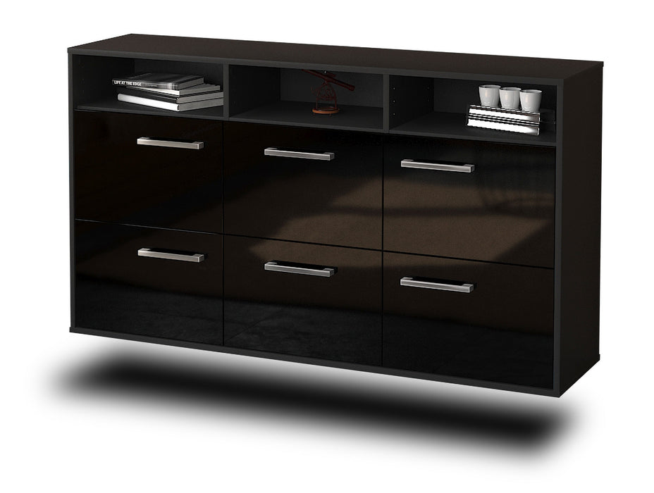 Sideboard Cape Coral, Schwarz Seite (136x79x35cm) - Dekati GmbH