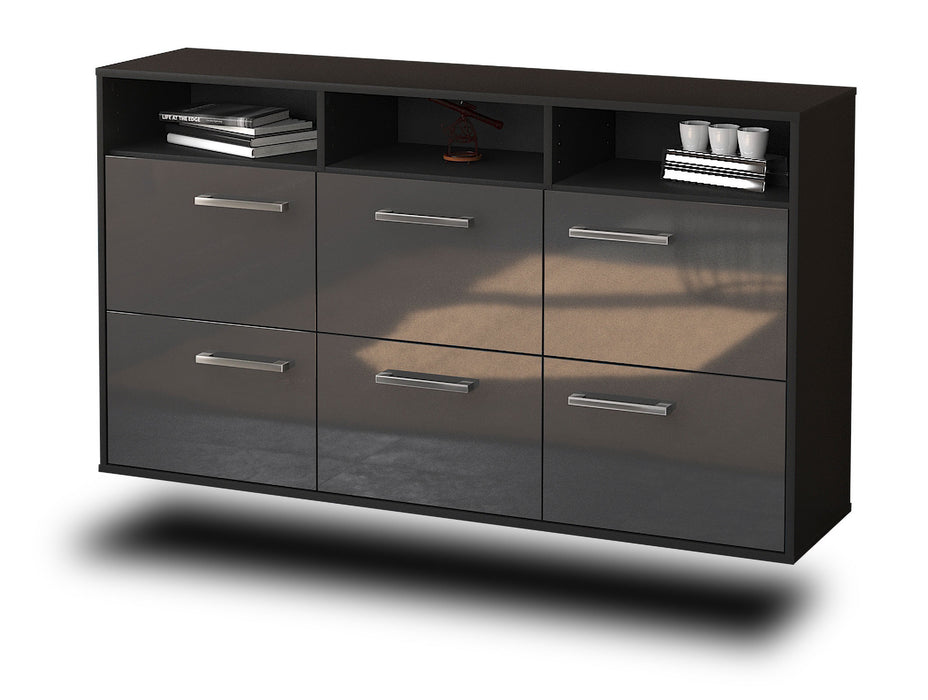 Sideboard Cape Coral, Grau Seite (136x79x35cm) - Dekati GmbH