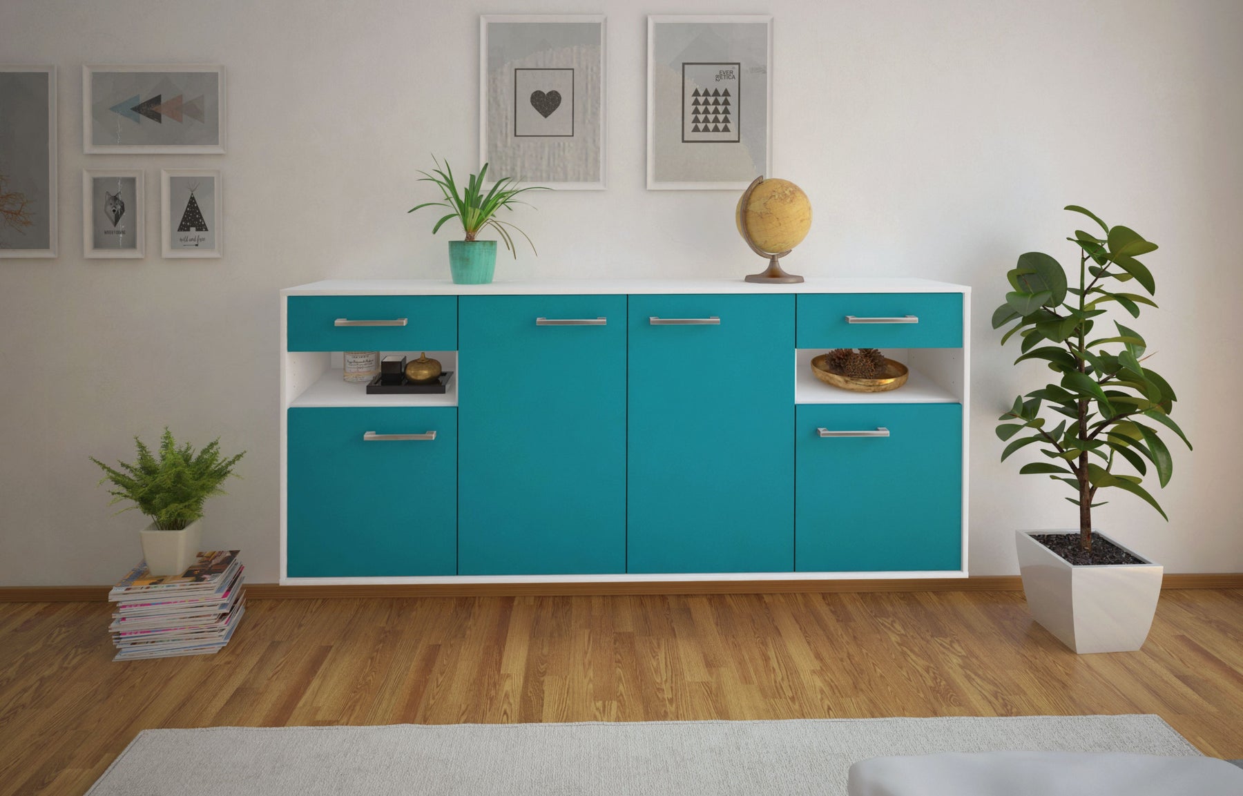 Sideboard Killeen, Tuerkis Studio (180x79x35cm) - Dekati GmbH