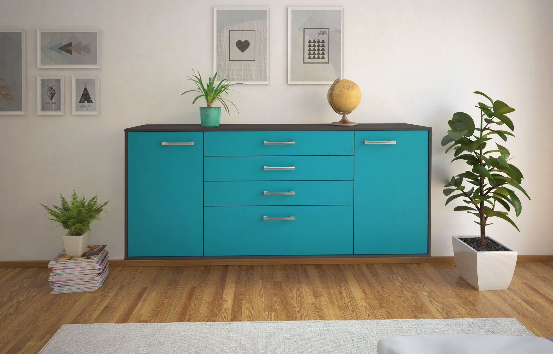 Sideboard Alexandria, Tuerkis Studio (180x79x35cm) - Dekati GmbH