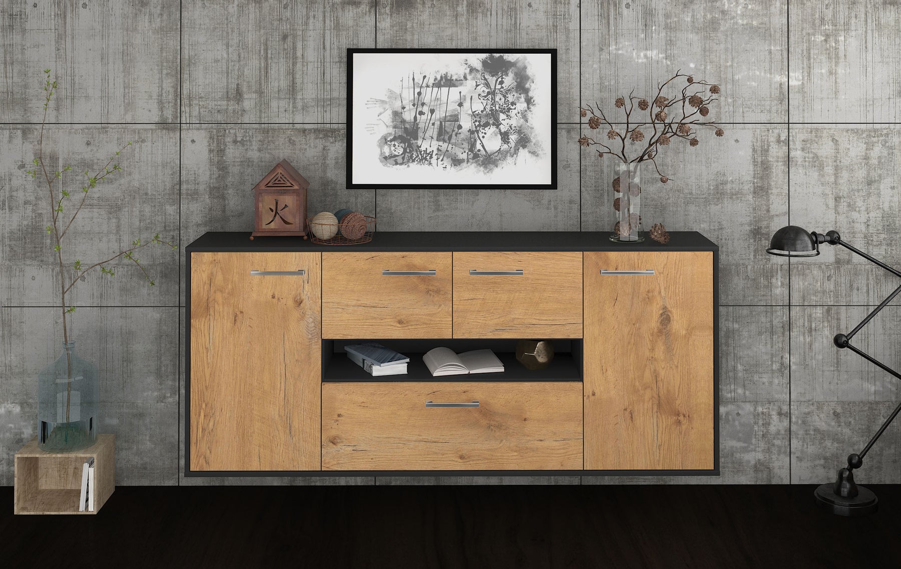 Sideboard Warren, Eiche Studio (180x79x35cm) - Dekati GmbH