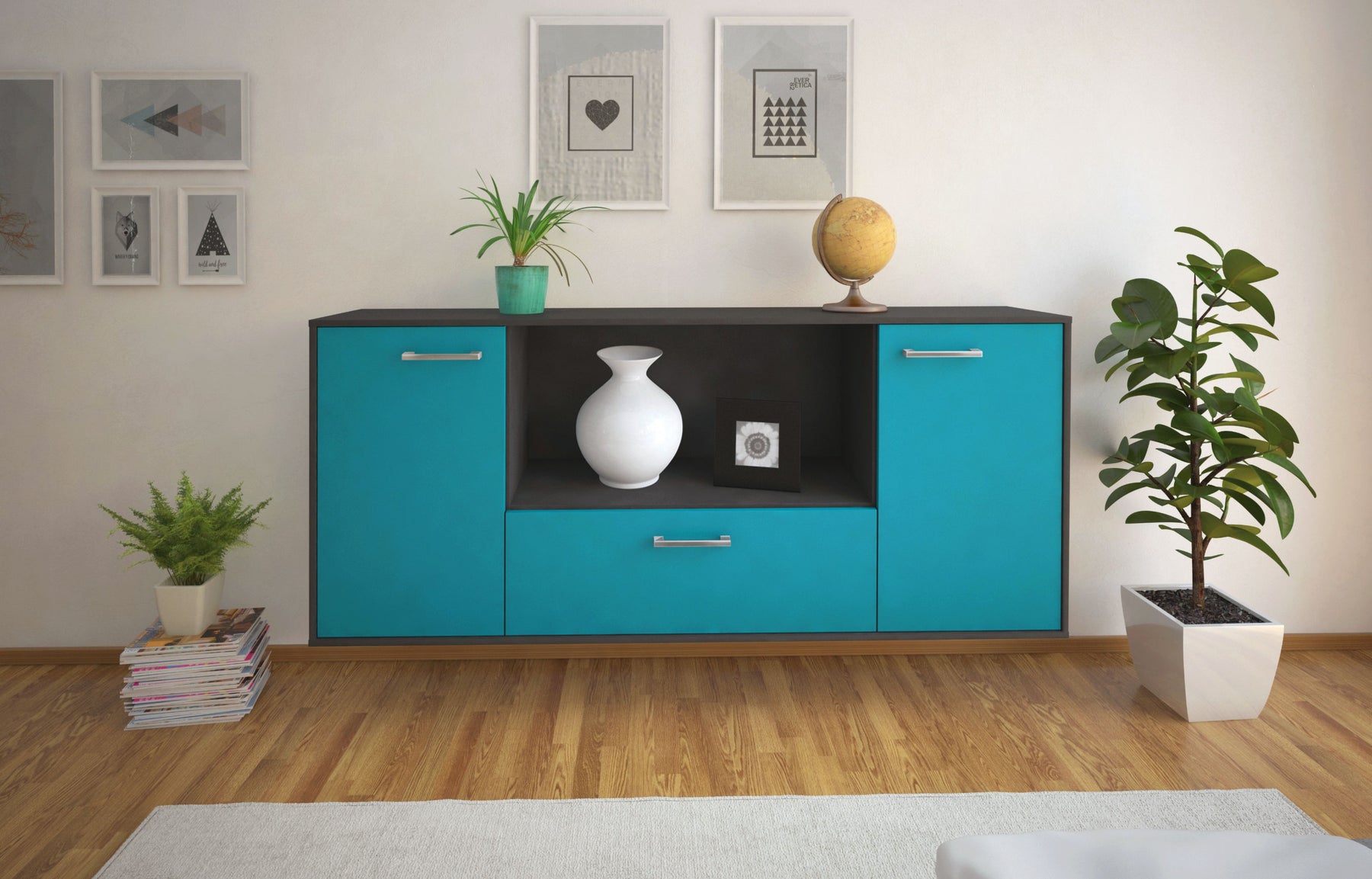 Sideboard Fort Collins, Tuerkis Studio (180x79x35cm) - Dekati GmbH