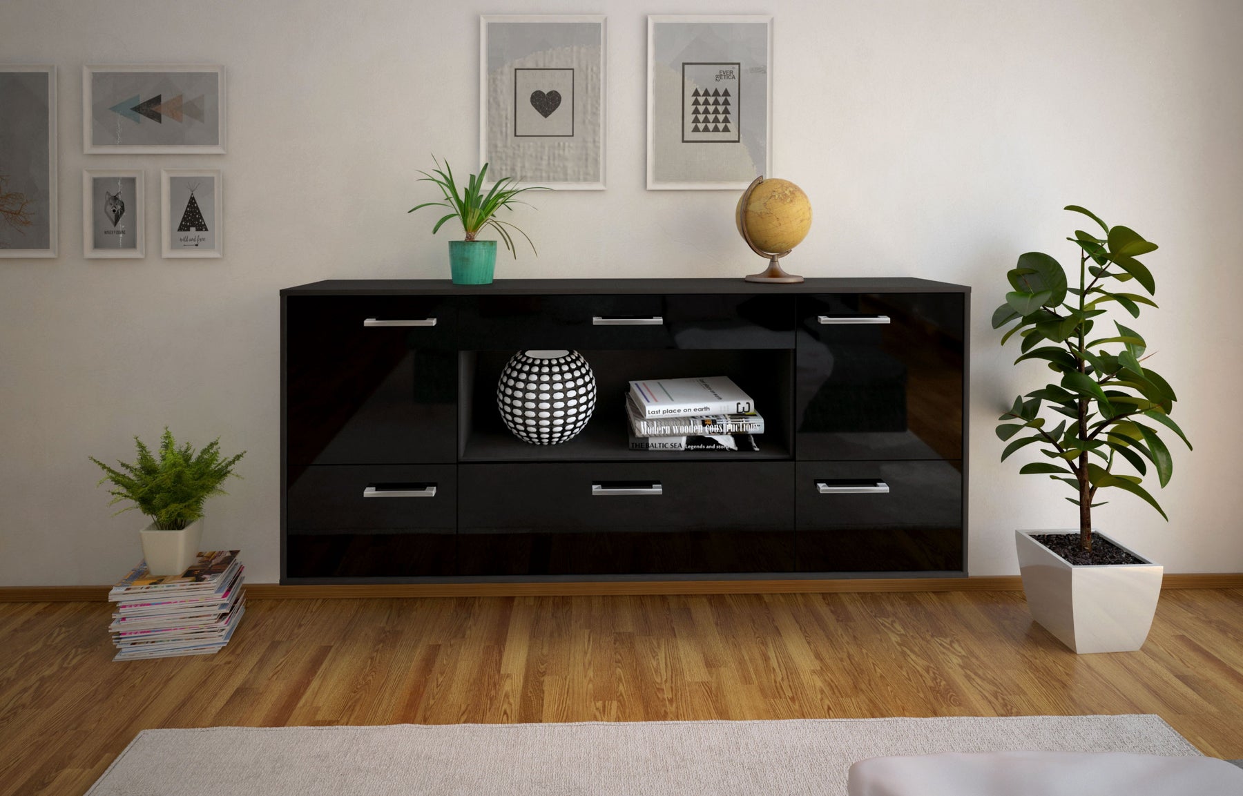 Sideboard East Los Angeles, Schwarz Studio (180x79x35cm) - Dekati GmbH