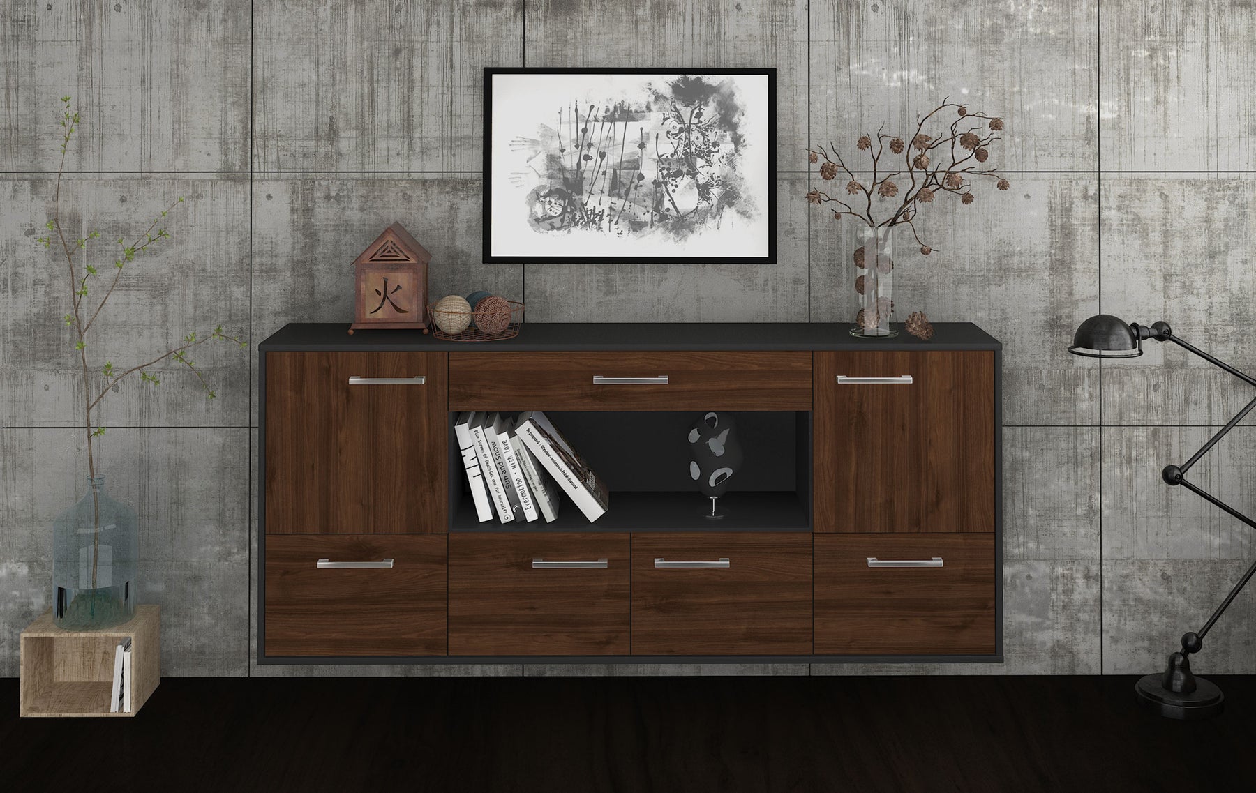 Sideboard Fullerton, Walnuss Studio (180x79x35cm) - Dekati GmbH