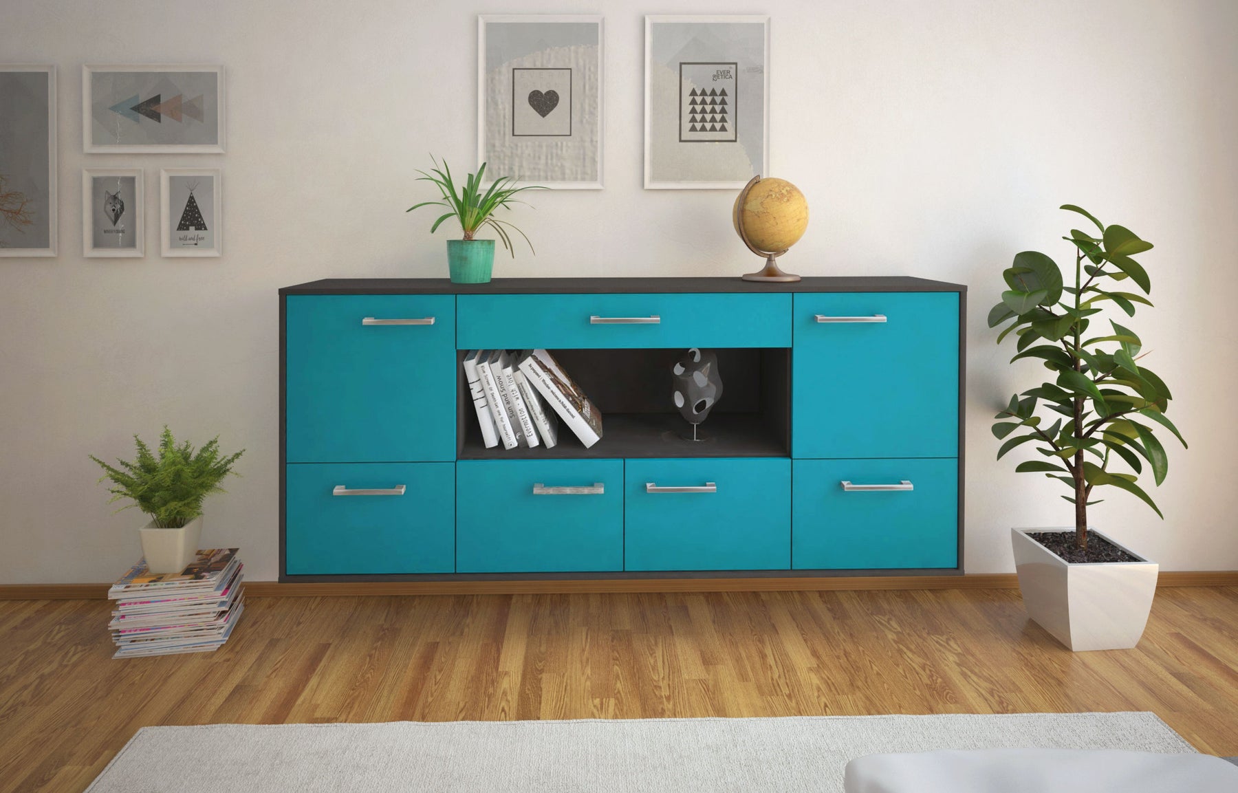 Sideboard Fullerton, Tuerkis Studio (180x79x35cm) - Dekati GmbH