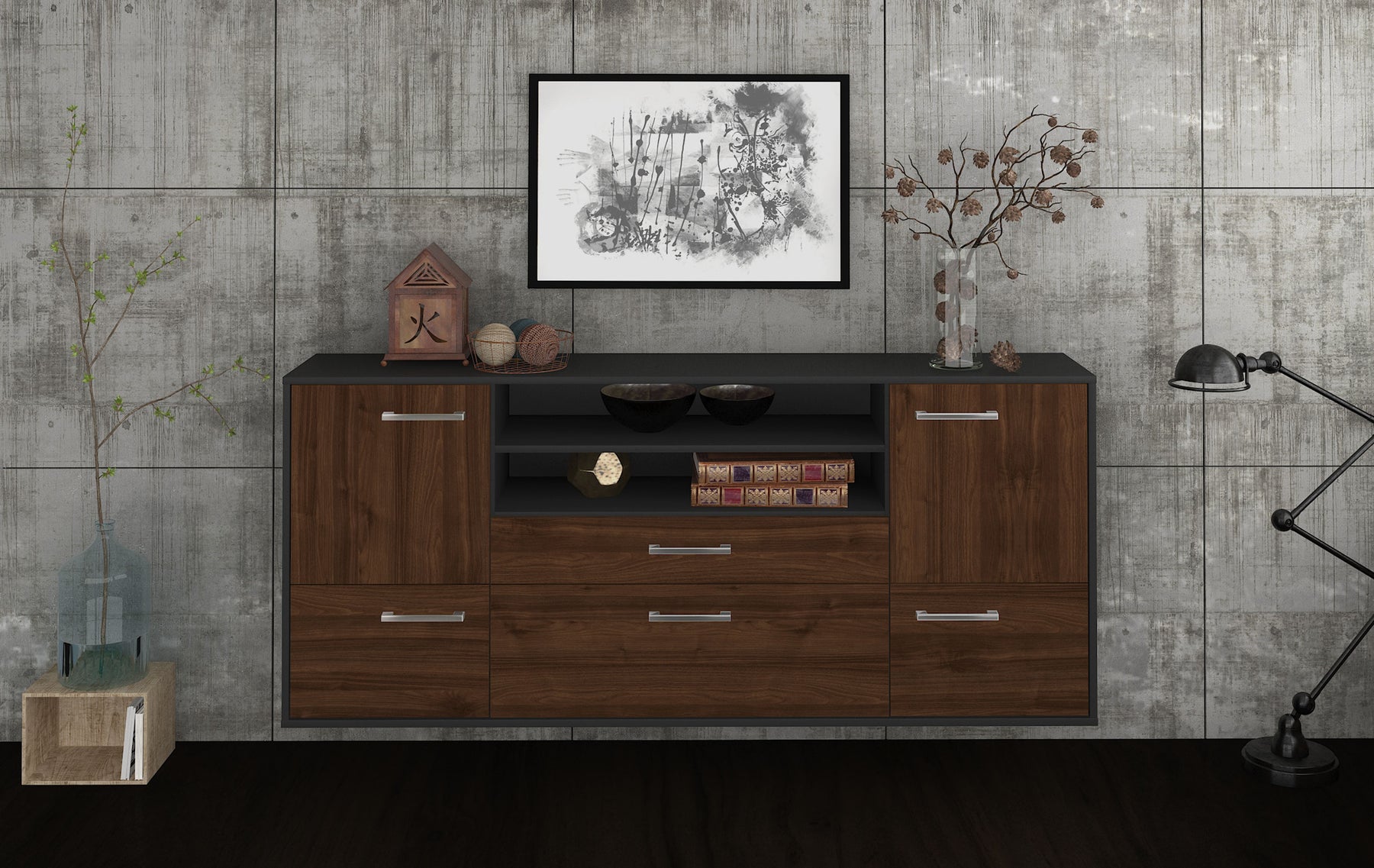 Sideboard Elk Grove, Walnuss Studio (180x79x35cm) - Dekati GmbH