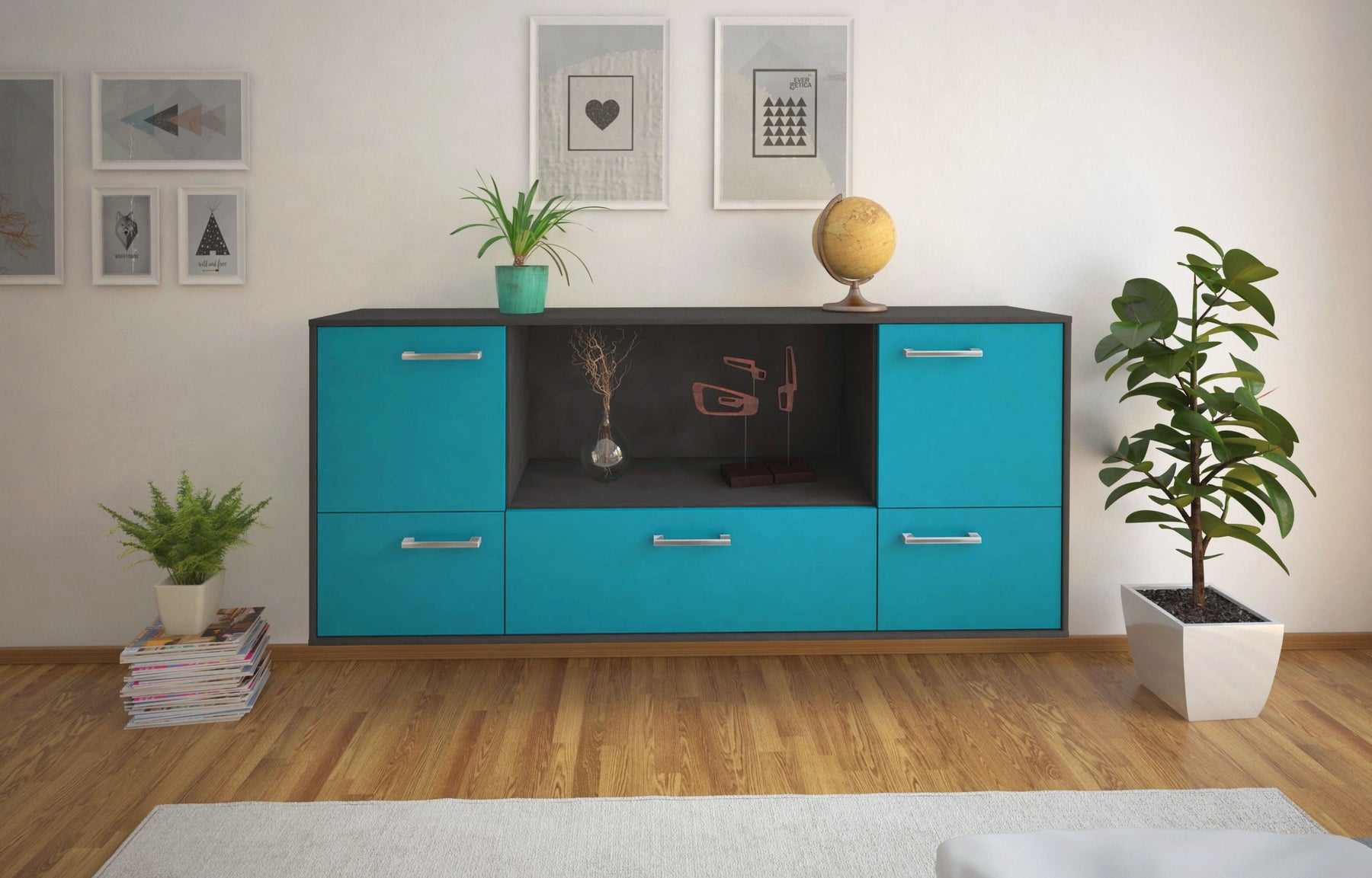 Sideboard Sunnyvale, Tuerkis Studio (180x79x35cm) - Dekati GmbH