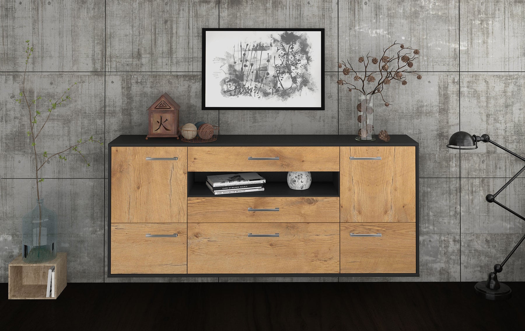 Sideboard Savannah, Eiche Studio (180x79x35cm) - Dekati GmbH