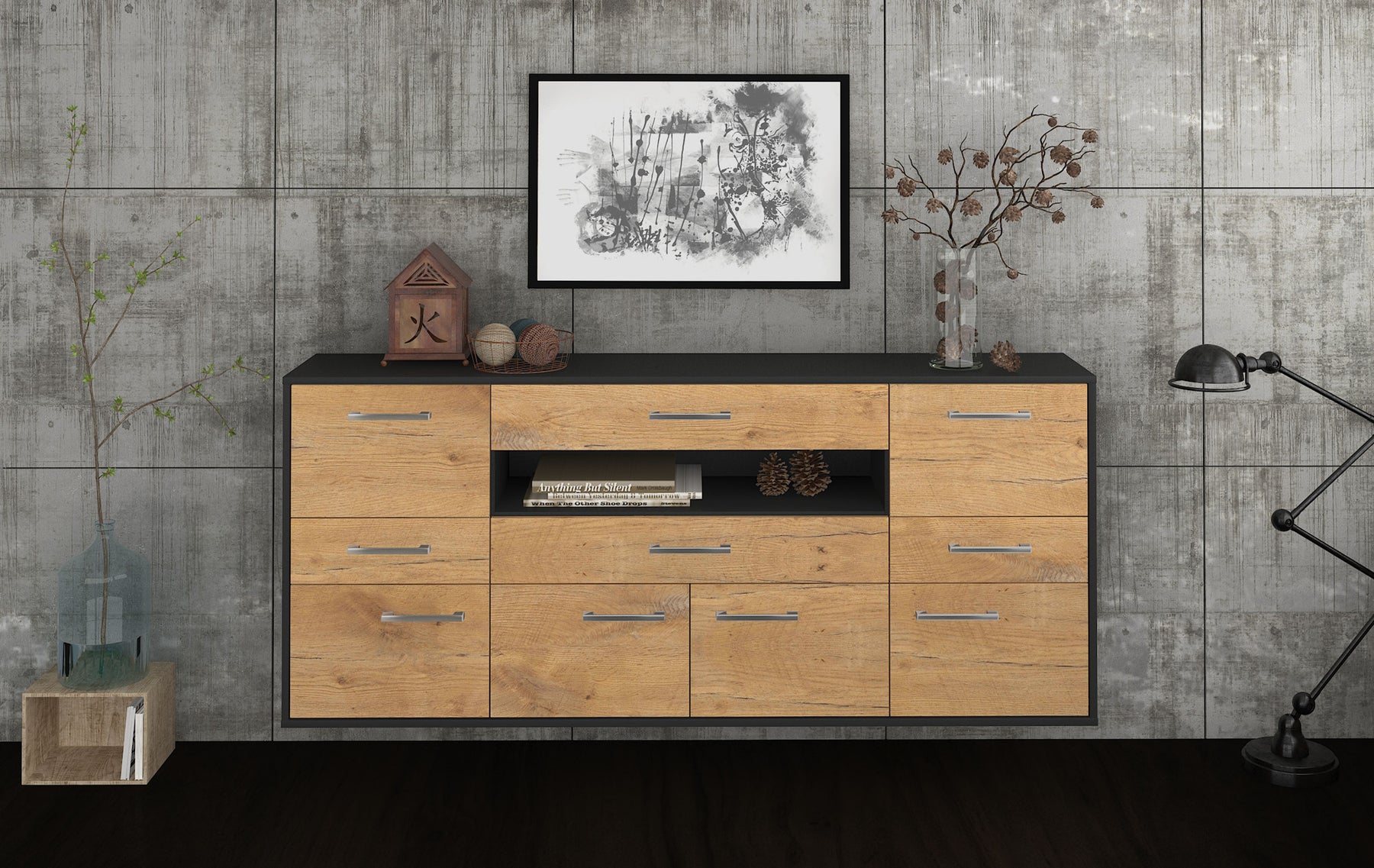 Sideboard Coral Springs, Eiche Studio (180x79x35cm) - Dekati GmbH