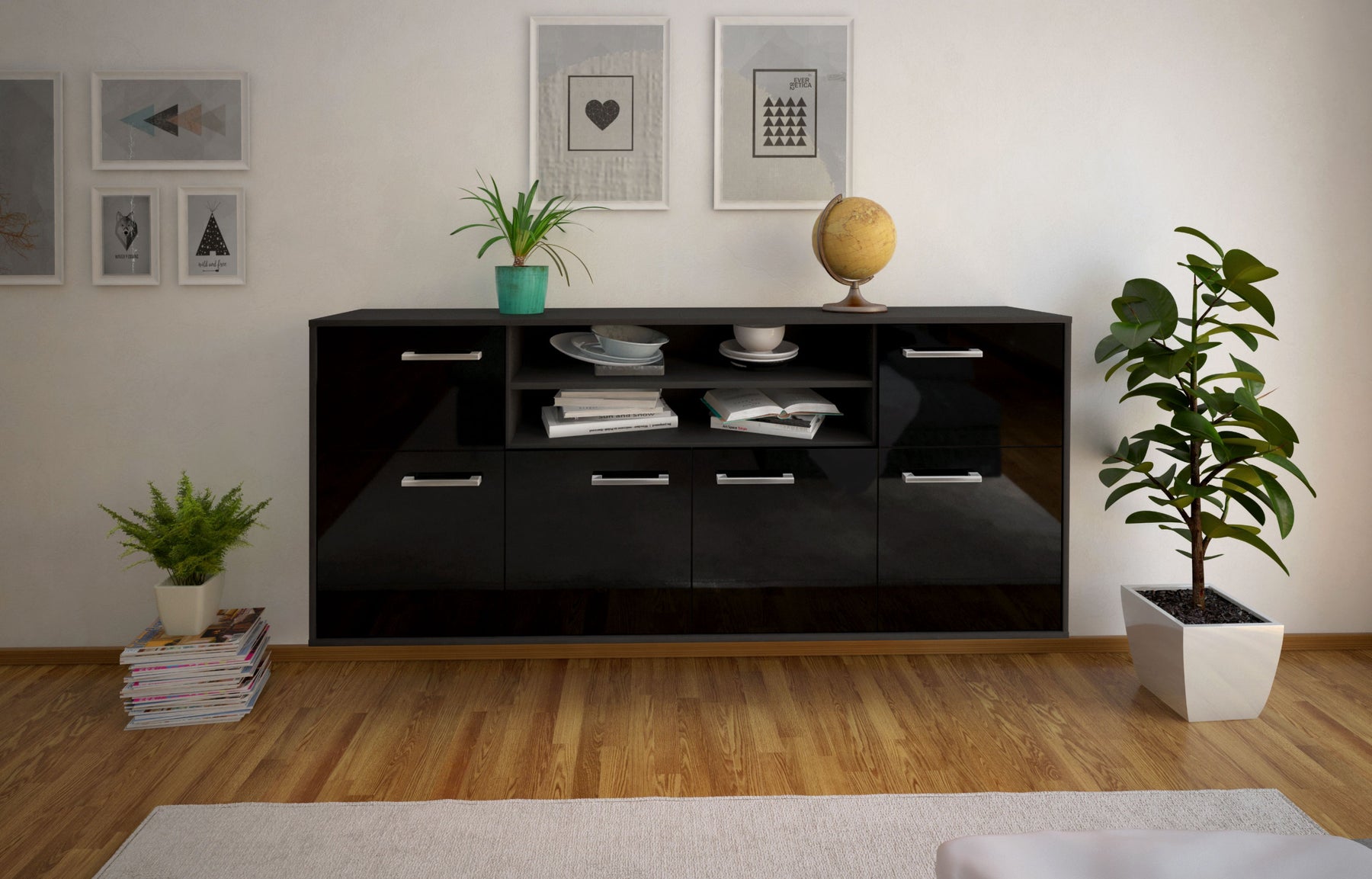 Sideboard Cedar Rapids, Schwarz Studio (180x79x35cm) - Dekati GmbH