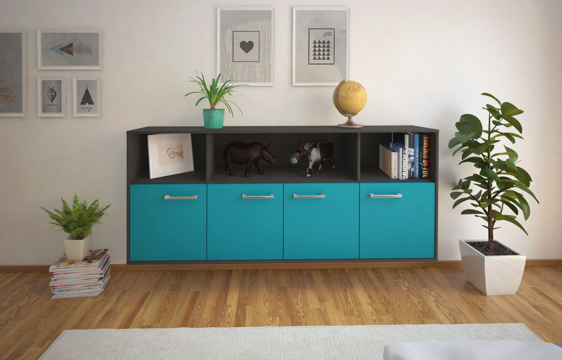 Sideboard Columbia, Tuerkis Studio (180x79x35cm) - Dekati GmbH