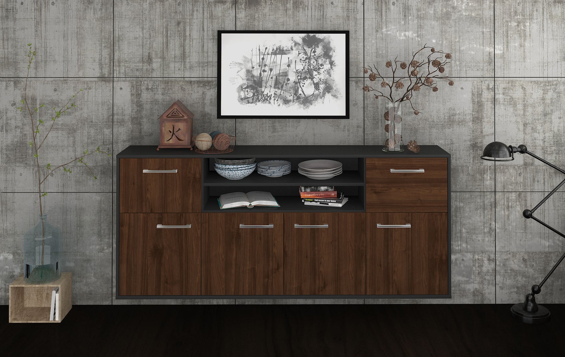 Sideboard Topeka, Walnuss Studio (180x79x35cm) - Dekati GmbH