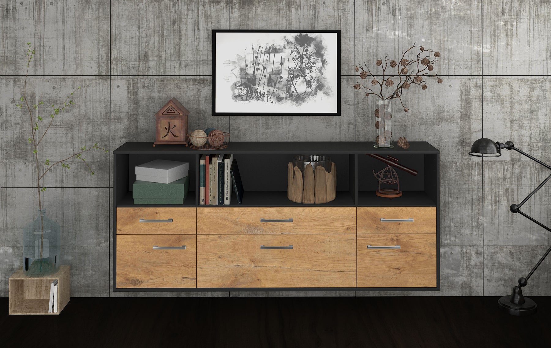 Sideboard Cary, Eiche Studio (180x79x35cm) - Dekati GmbH