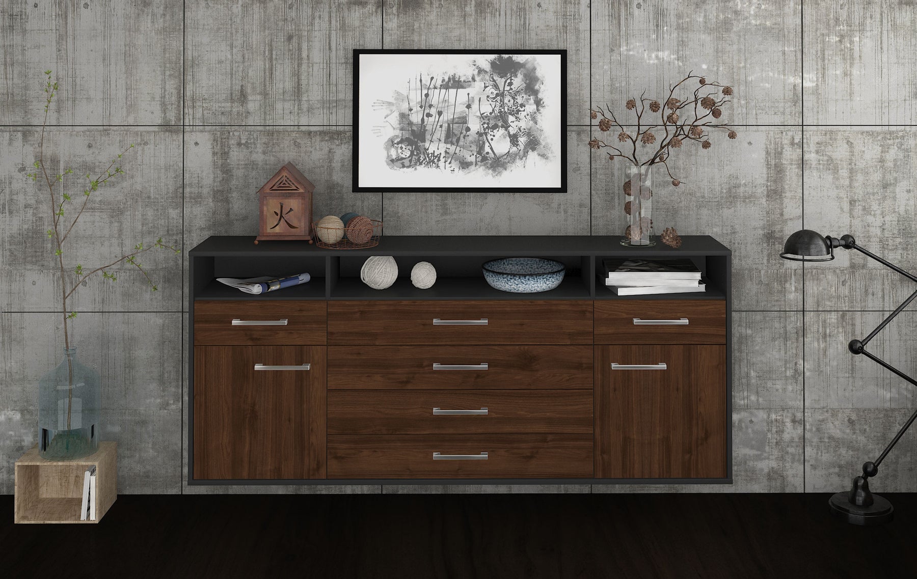 Sideboard Bellevue, Walnuss Studio (180x79x35cm) - Dekati GmbH