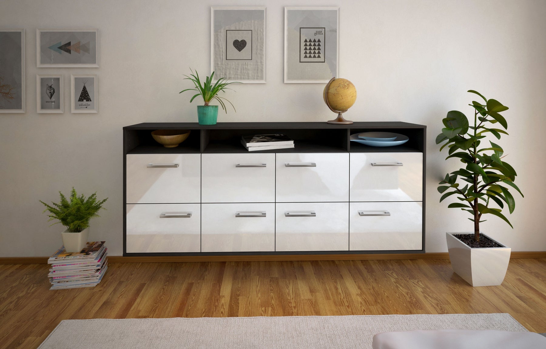 Sideboard Concord, Weiß Studio (180x79x35cm) - Dekati GmbH