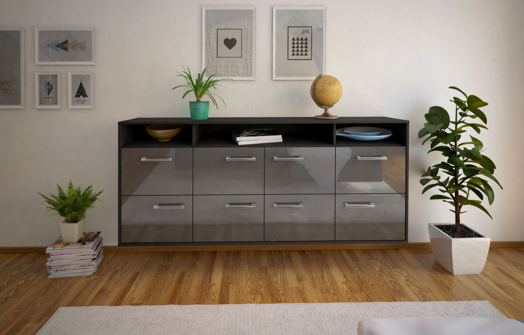 Sideboard Concord, Grau Studio (180x79x35cm) - Dekati GmbH