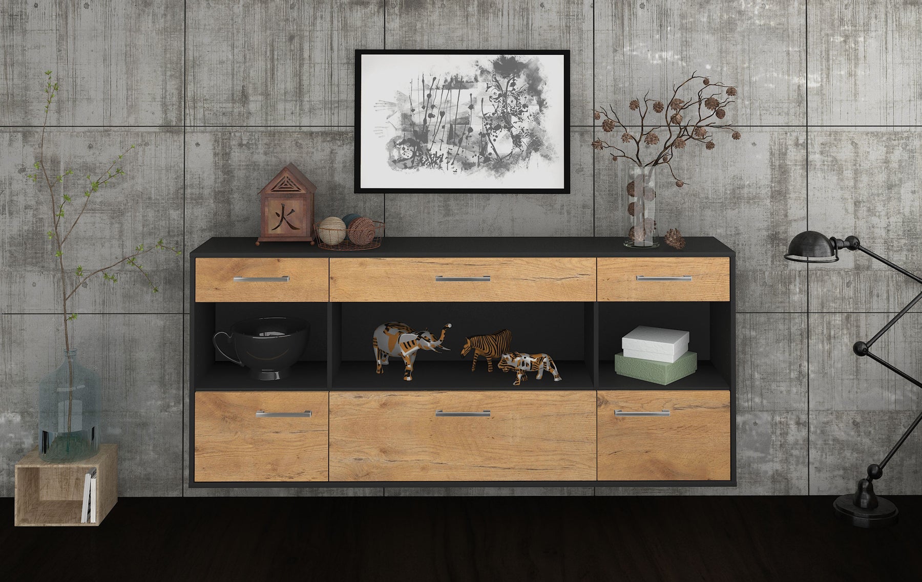 Sideboard Clarksville, Eiche Studio (180x79x35cm) - Dekati GmbH